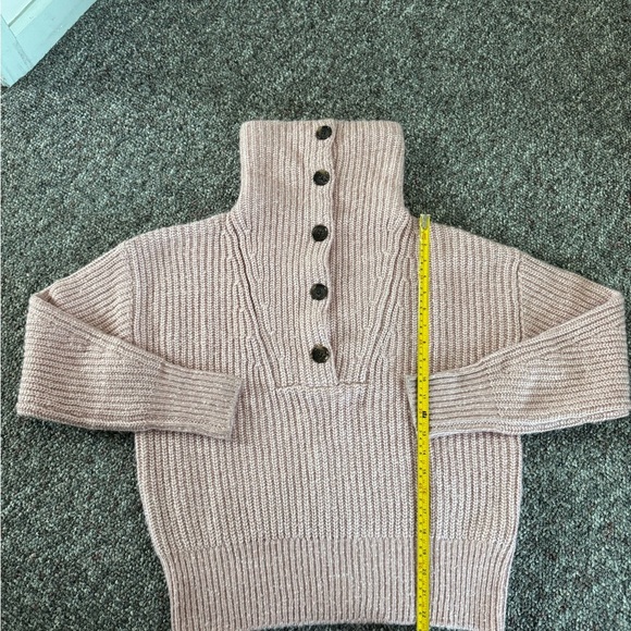 Varley Peverel Button Placket Soft Pink Wool Blend Knit Sweater XS Baggy - Picture 2 of 14